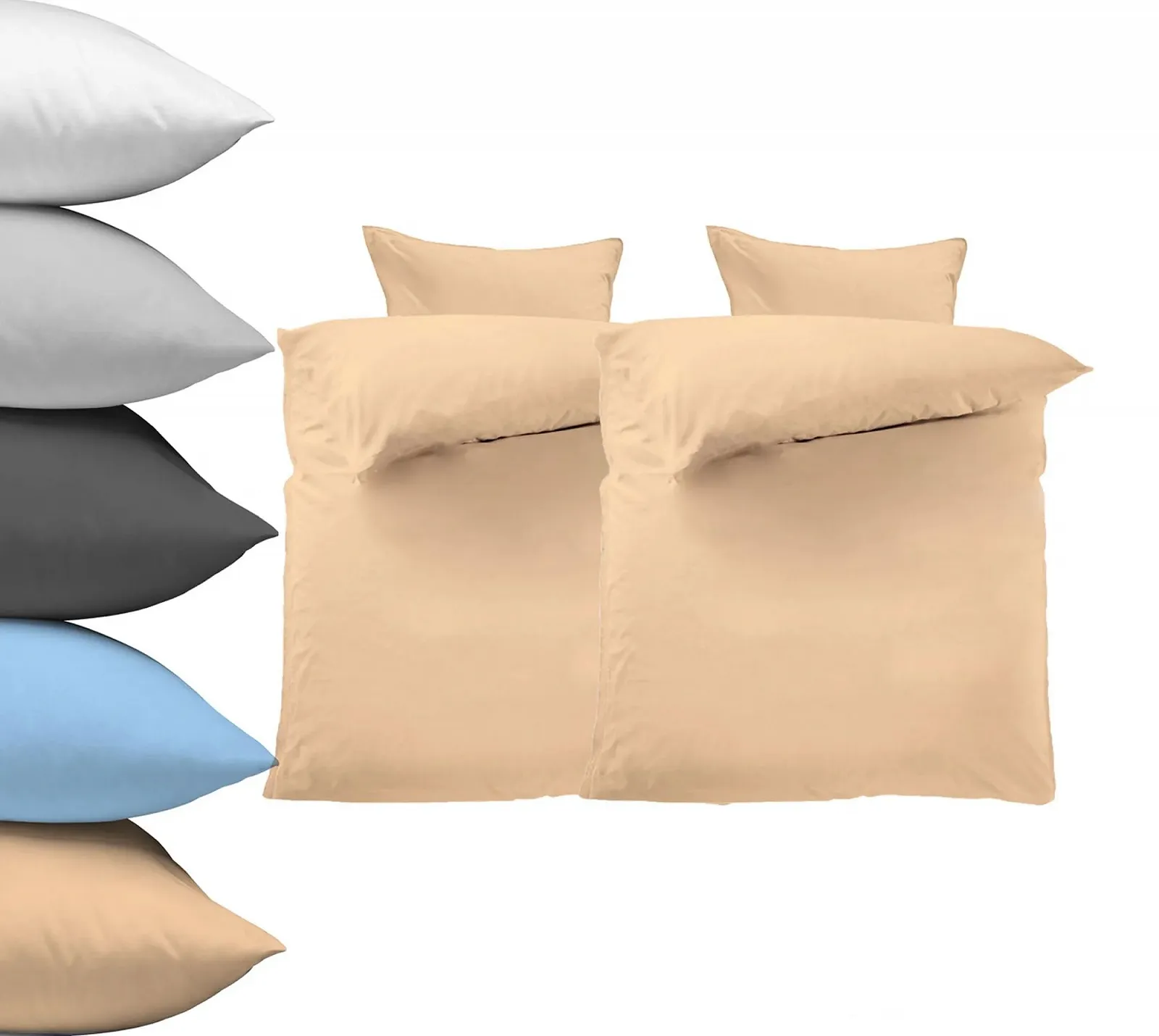 Постільна білизна Lavea 135 x 200 см 4 предмети бавовна 100% дихаюча 2 наволочки 40 x 80 см Капучино (однотонна), фото №3