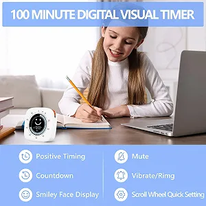 Таймер визуальный Cuteefun Pomodoro 100 минут Smiley дисплей с вибрацией synthetic.ua - Фото 1