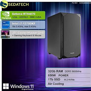 Комплект Sedatech Silent Gaming PC Intel i7-13700KF RTX4070 32GB DDR5 1TB SSD M.2 Windows 11 Монітор 27 дюймів synthetic.ua - Фото 1