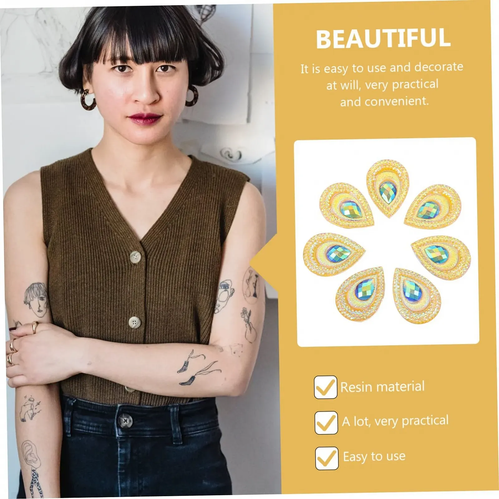 Стрази Крапля Lurrose. Золоті, фото №4