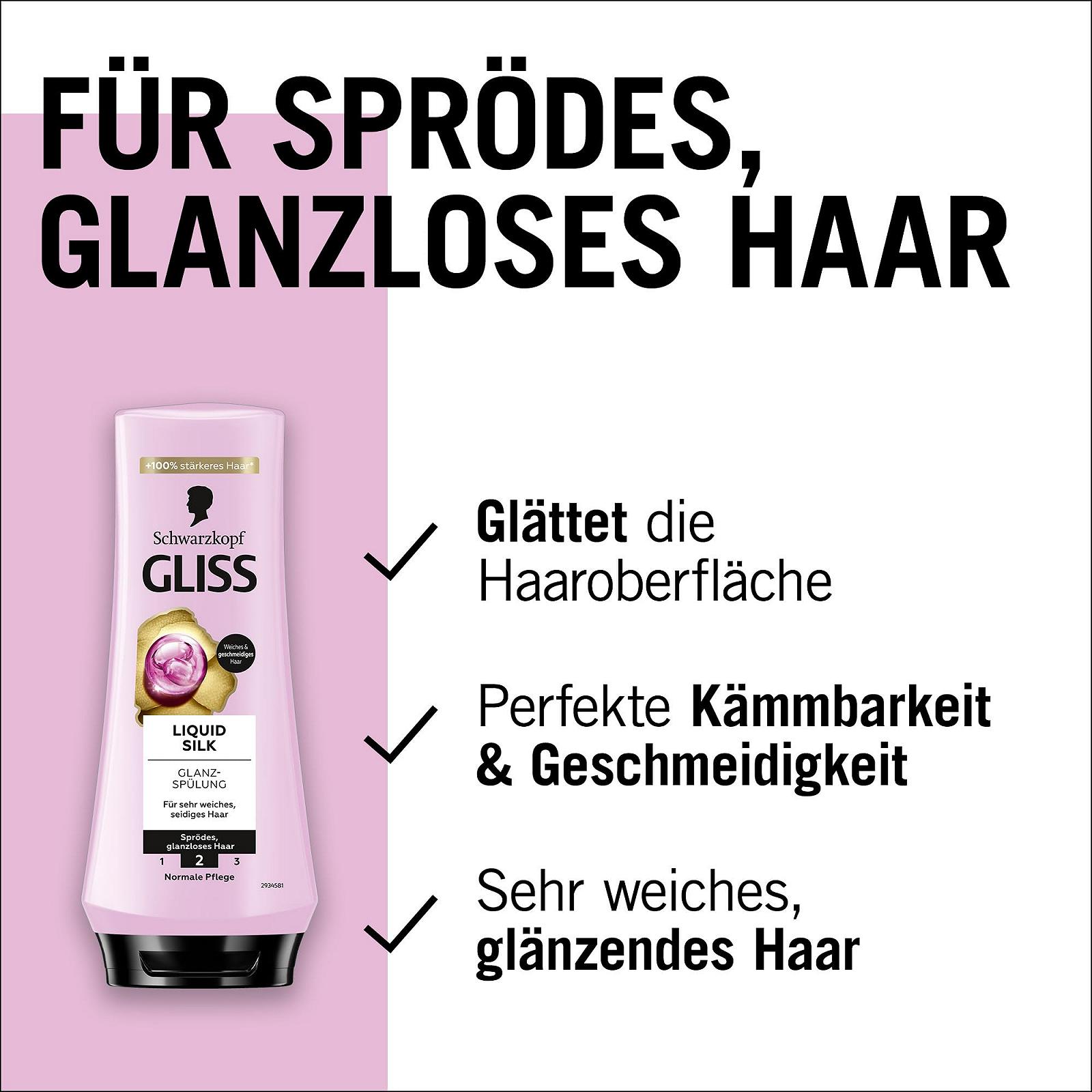 Кондиционер Gliss Liquid Silk с керамидами и шелком 200 мл, фото №4
