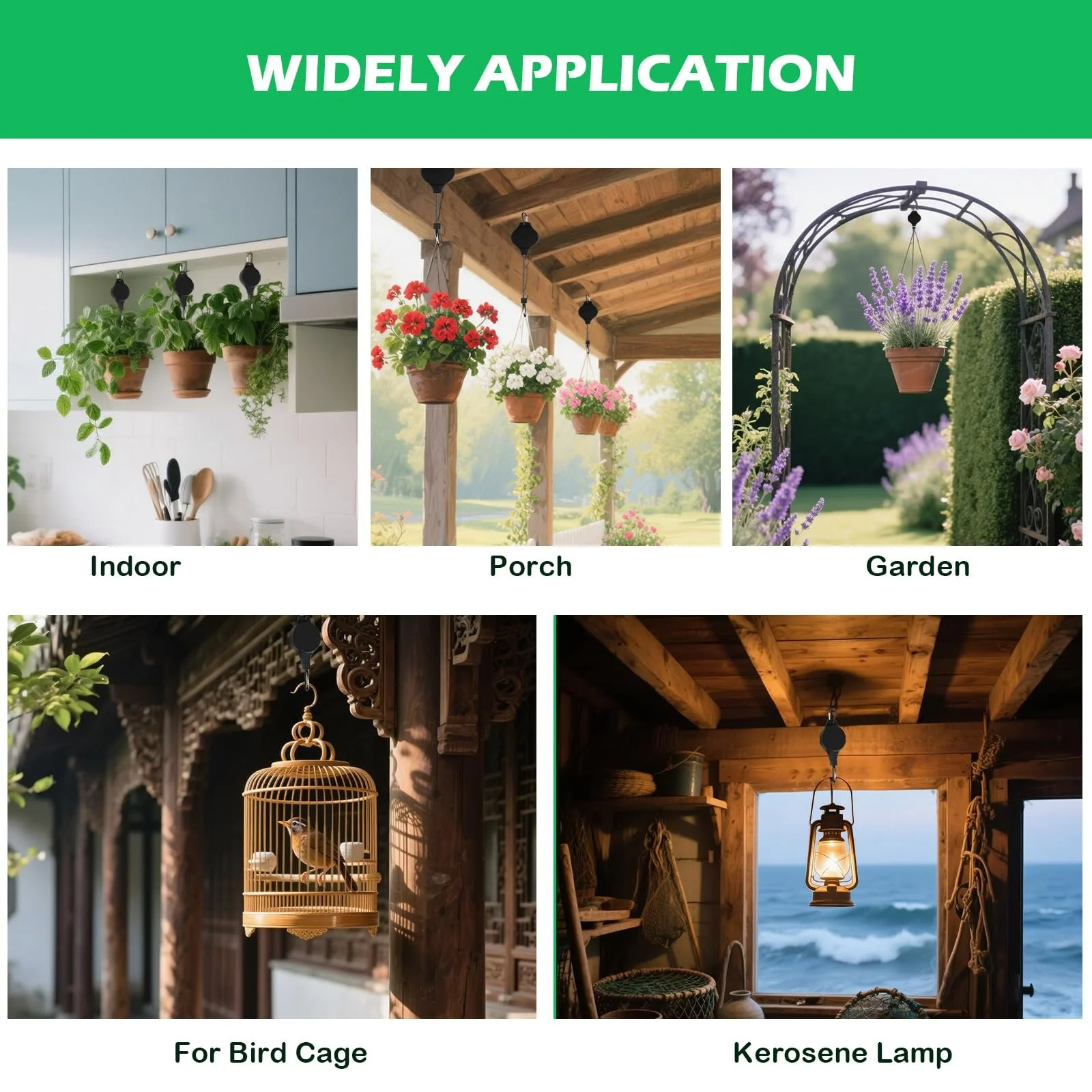 Держатели для растений Набор 3 шт. Выдвижные регулируемые крючки для подвесных корзин 80 см Чёрный, фото №2