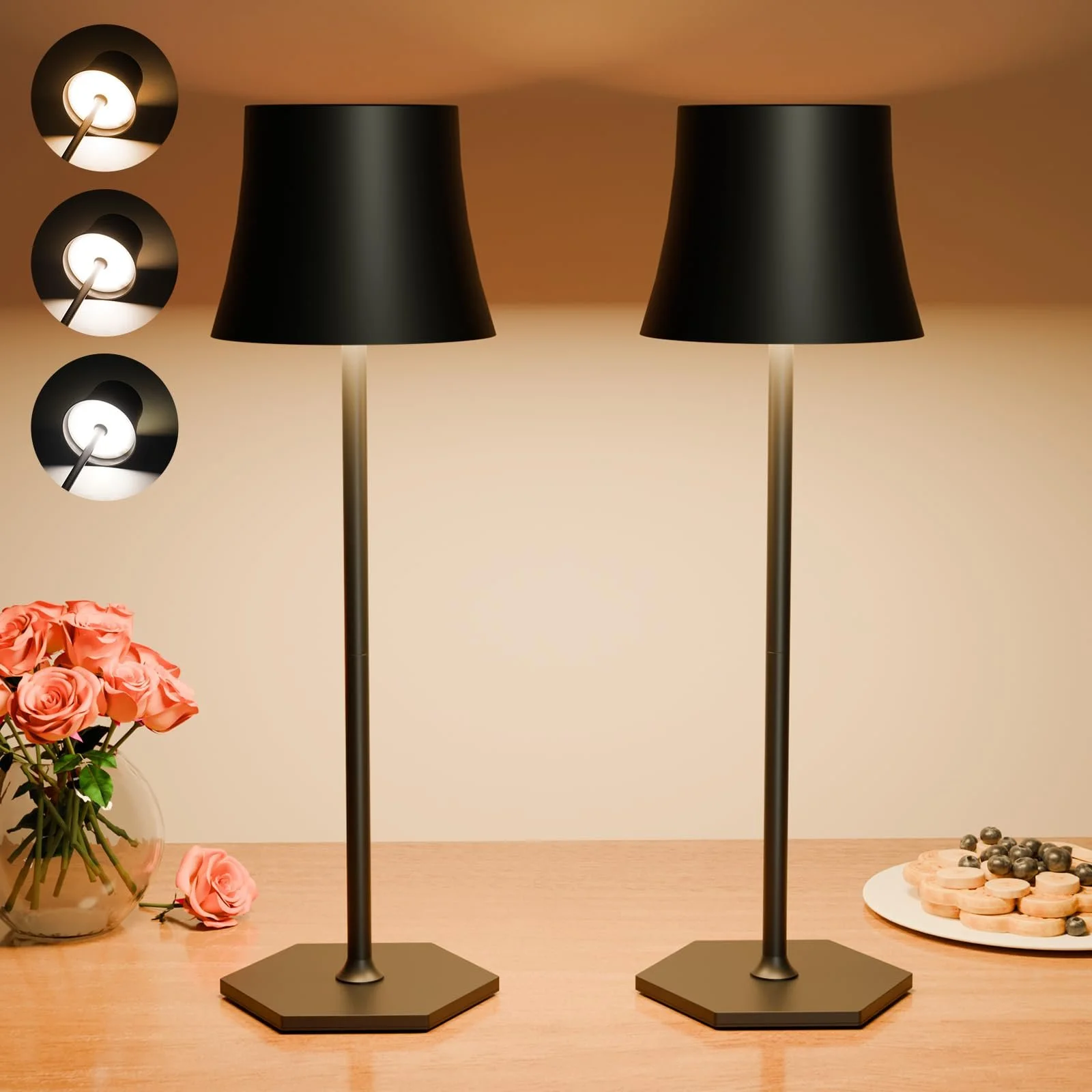 Настільна лампа LED бездротова сенсорна IP54 5000 мАг Набір з 2 шт. USB, фото №1