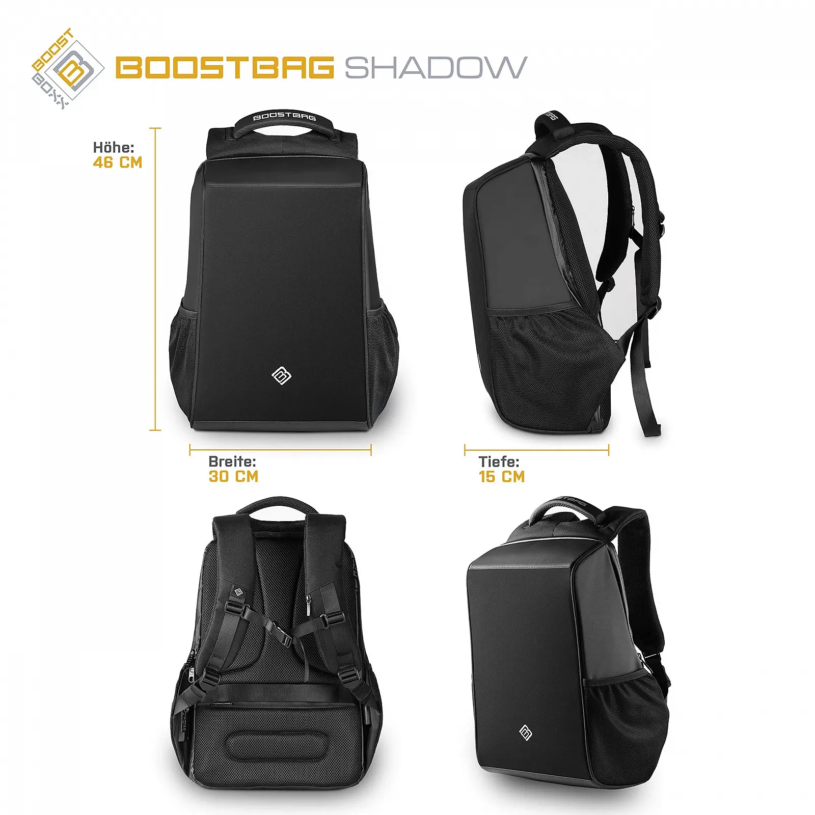 Рюкзак для ноутбука Boostboxx BoostBag Shadow антикрадіжний 15.6 дюймів TSA USB RFID, фото №2 Рюкзак для ноутбука Boostboxx BoostBag Shadow антикрадіжний 15.6 дюймів TSA USB RFID, фото №2