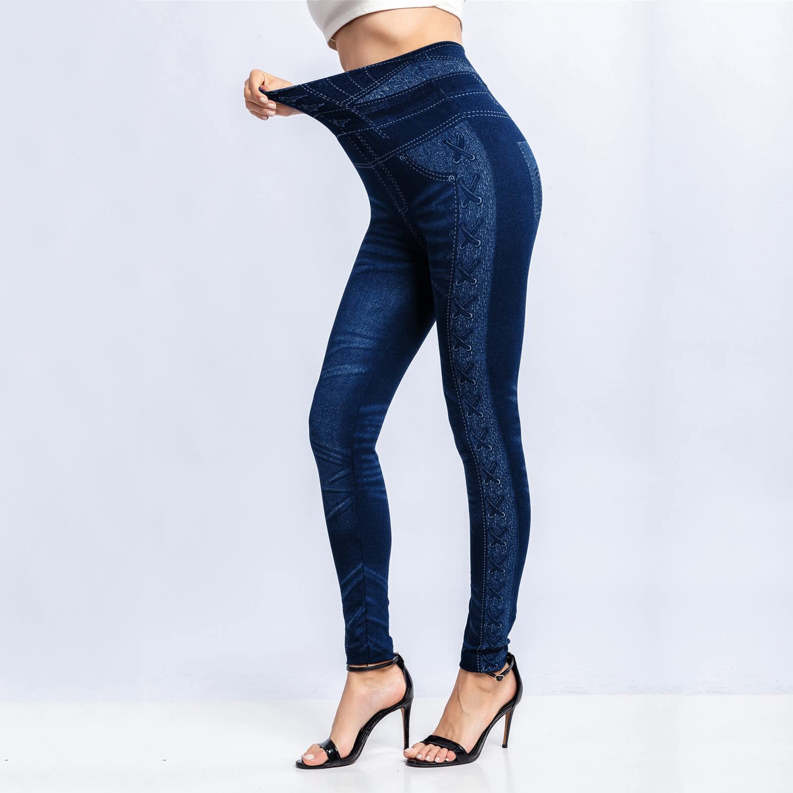 Джинсовые Леггинсы Jeanshosen Женские - Джинсовые Леггинсы Женские| Стрейчевые Джинсовые ЛеггинсыДля Йоги с Высокой Талией, Леггинсы с Высокой Талией, Джеггинсы с Джинсовым Видом, Печатные Модные ЛеггинсыДля Формирования, Треггинсы,, фото №2
