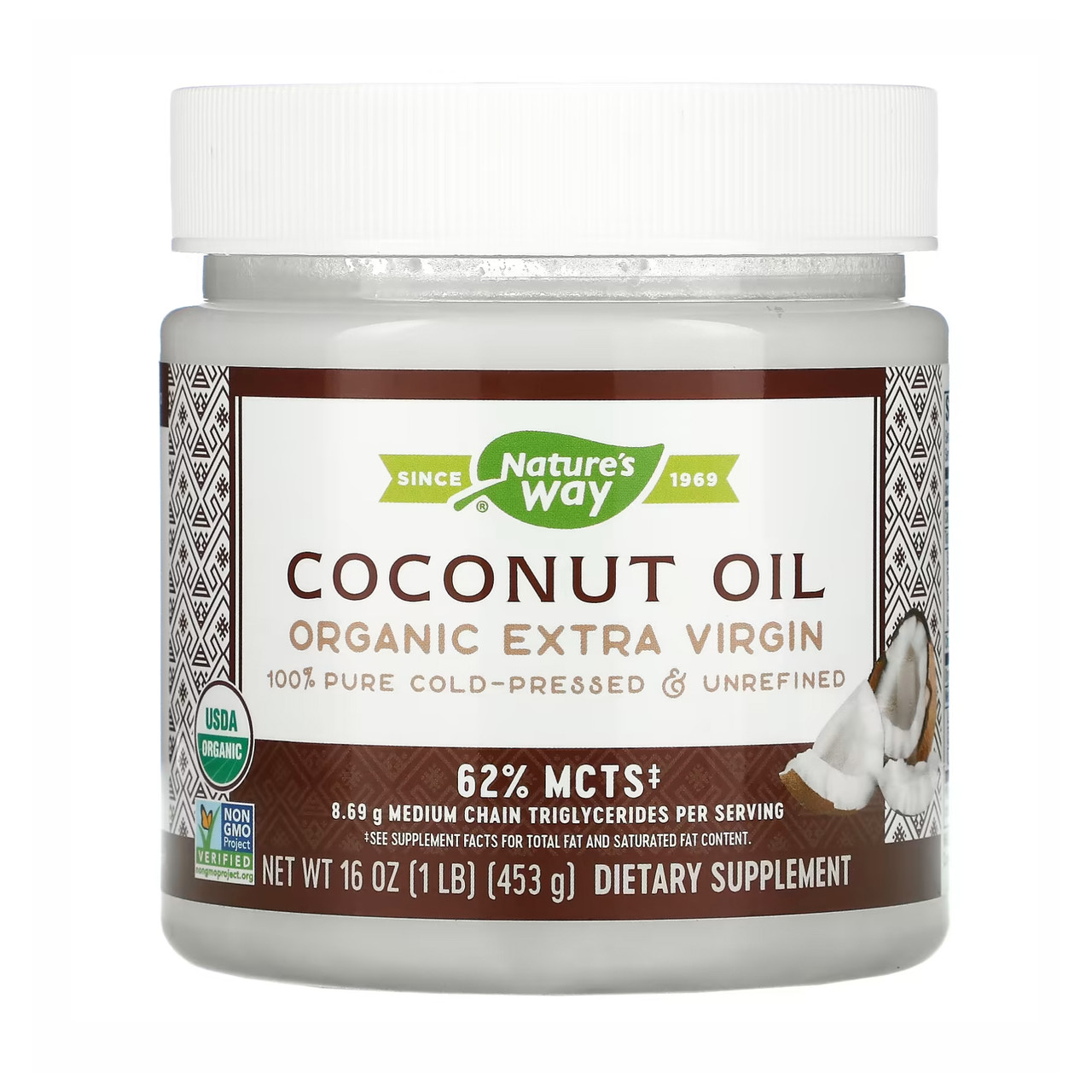 Organic Extra Virgin Coconut Oil 16 oz, фото №1