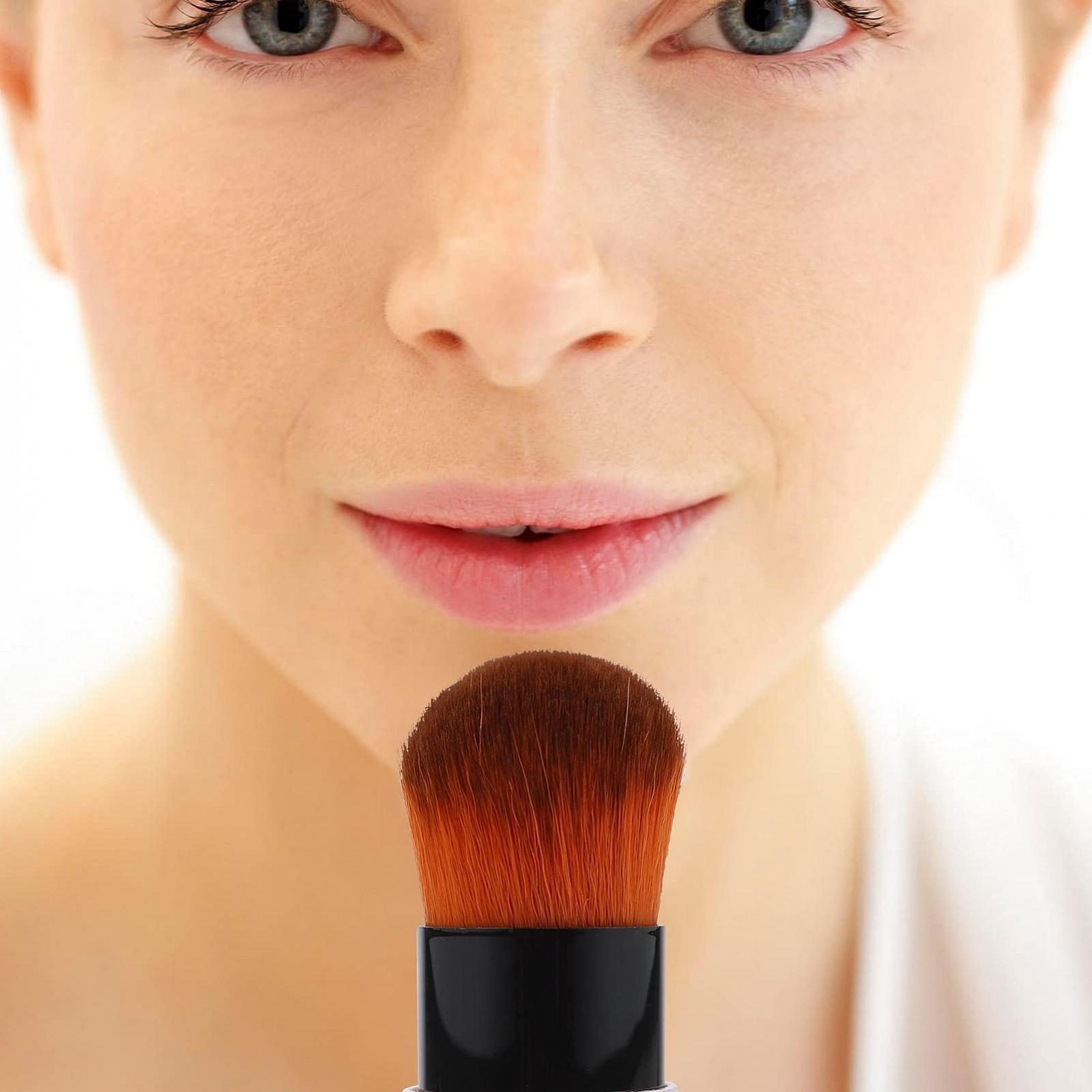 Кисть для макияжа Beaupretty Kabuki выдвижная для румян, для скул, для основы, многофункциональная, для растушевки, телескопическая, для хайлайтера, мраморная, портативная, для рассыпчатой пудры, синяя, фото №5
