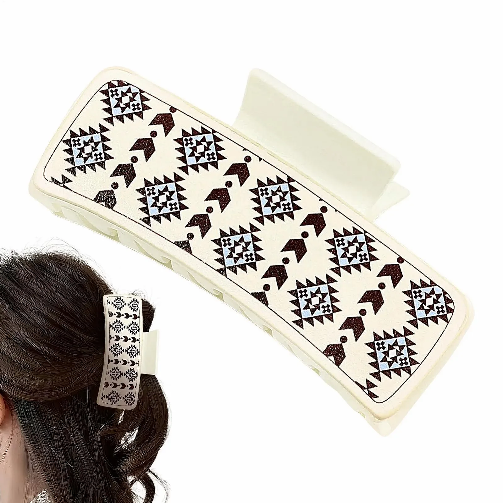 Заколка для волос, винтажная, кожаный и цветочный дизайн, фото №1 Заколка для волос, винтажная, кожаный и цветочный дизайн, фото №1