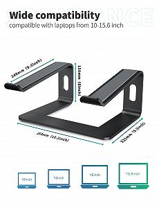 Подставка для ноутбука SOUNDANCE, алюминиевая подставка для компьютера, эргономичная подставка для ноутбука для стола, металлический держатель, совместима с ноутбуками 25,5-39,6 см, черная synthetic.ua - Фото 1