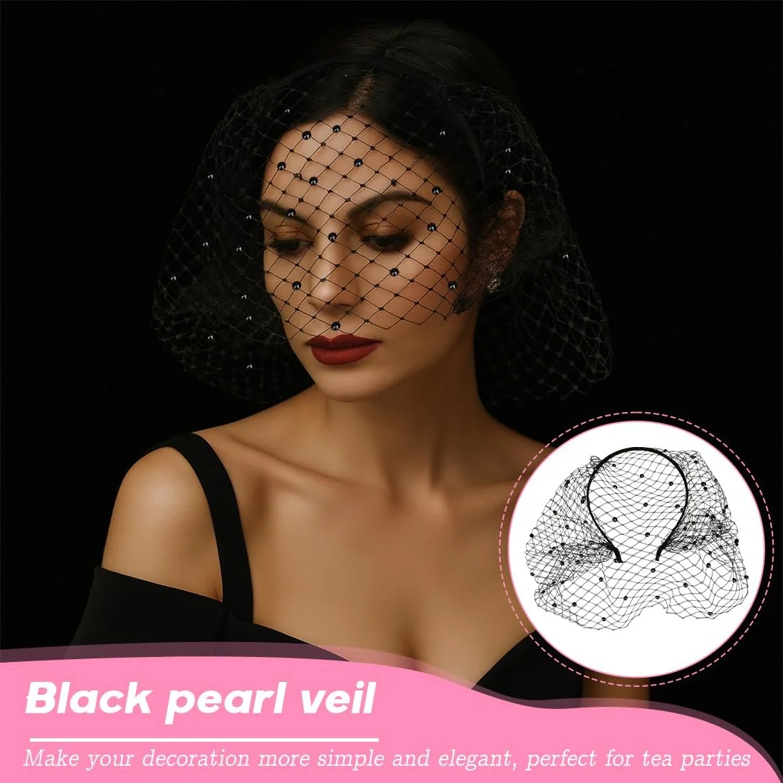 Набір з 2 Хелловін обручів на голову з сітчастою вуаллю, фото №3