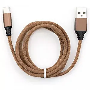 Дата кабель USB 2.0 AM to Type-C nylon 1m brown Vinga VCPDCTCNB21BR - Фото 1