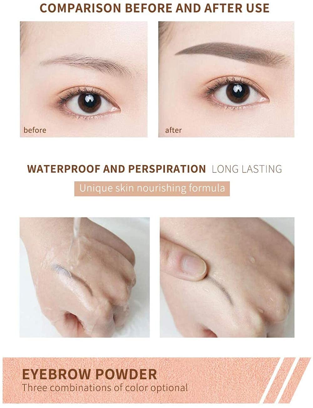 Пудра для бровей Eyebrow Stamp Набор для бровей Светло-коричневый, фото №3