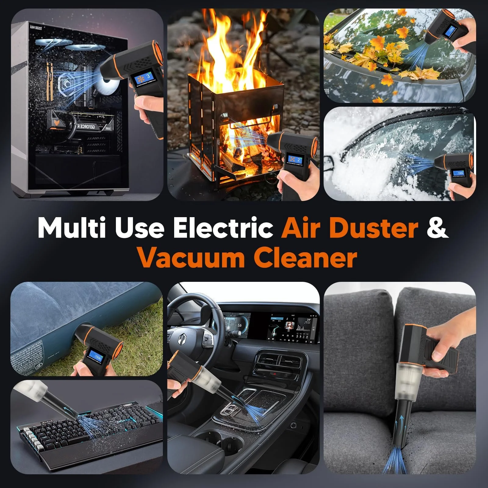 Електрична повітродувка 2-в-1 4 швидкості 130 000 RPM 6000 mAh HD-дисплей, фото №8