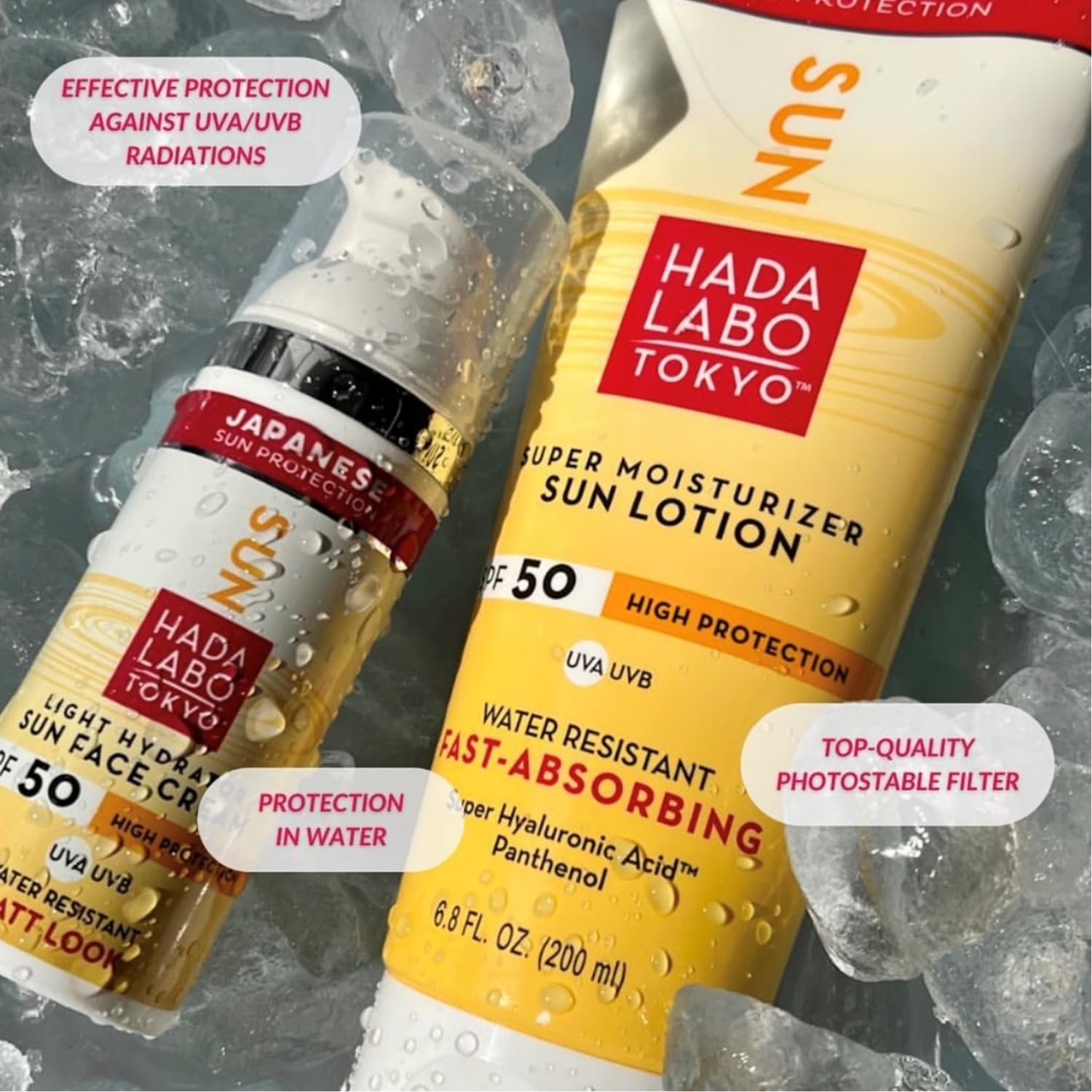 Солнцезащитный крем для лица Hada Labo Tokyo SPF 50 UVA/UVB с гиалуроновой кислотой и пантенолом, водостойкий, фото №3
