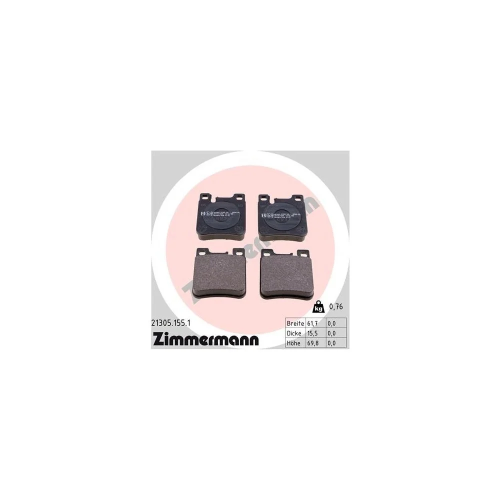 Комплект гальмівних колодок дискового гальма ZIMMERMANN 21305.155.1 для CHRYSLER MERCEDES-BENZ, фото №1