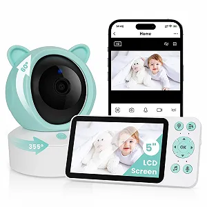 Відеоняня 1080P 5" WLAN PTZ 355° Нічне бачення Датчик температури Mobile App Control - Фото 1