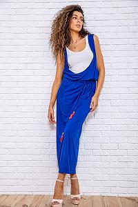 Длинное трикотажное платье цвета электрик 167R5-7 - Фото 1