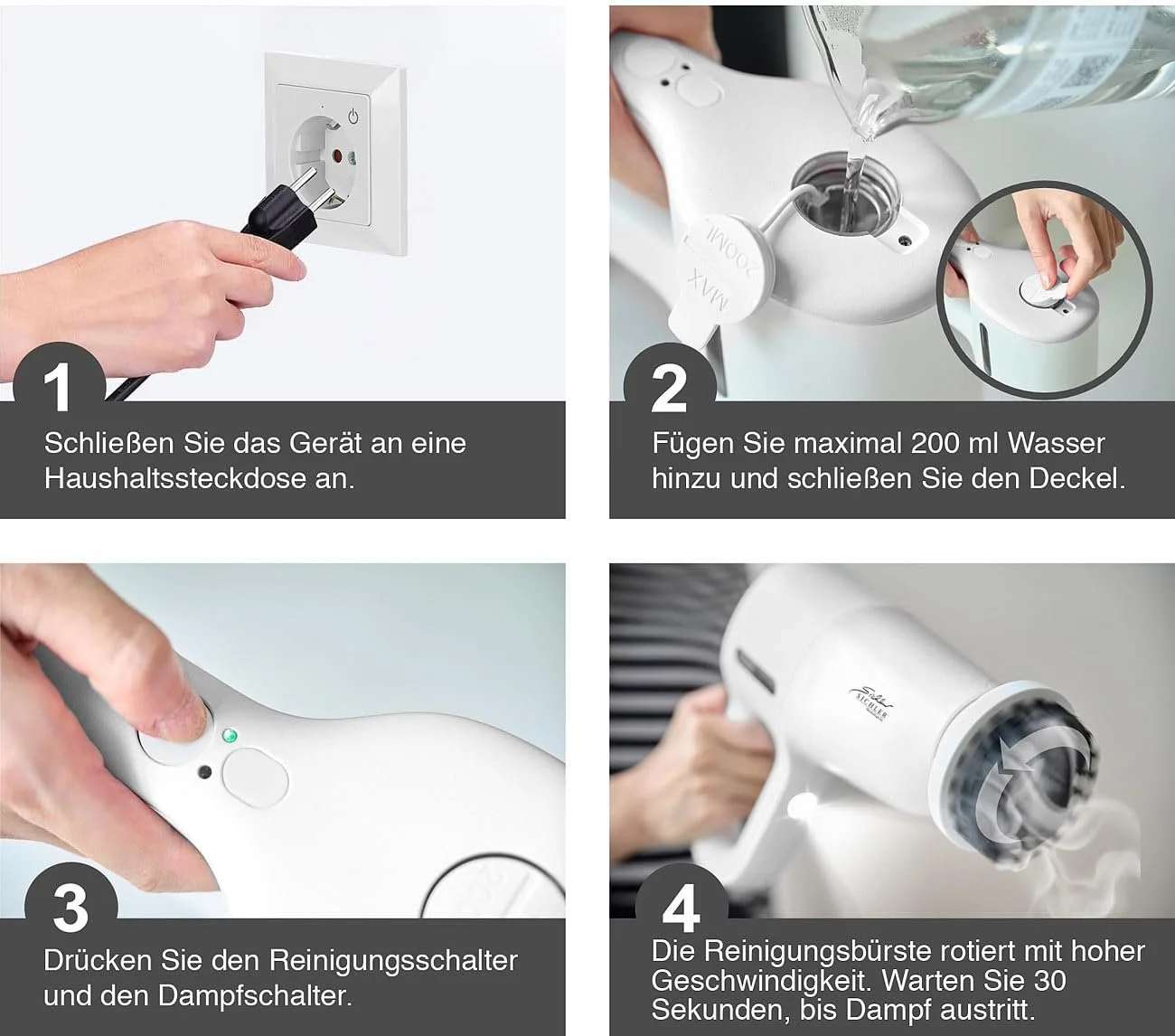 Пароочисник ручний та для підлоги Sichler Haushaltsgeräte DB-500 1200 Вт, фото №3