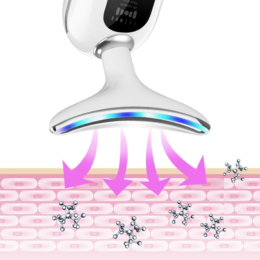 Масажер для Обличчя 4 режими, 45°C Нагрів, V Face Beauty Meter, Пристрій для Обличчя, Пристрої для Масажу Шиї, Електричний Тренажер для Підборіддя для Видалення Зморшок і Акне, Догляд за Обличчям, Глибоке Очищення, фото №2