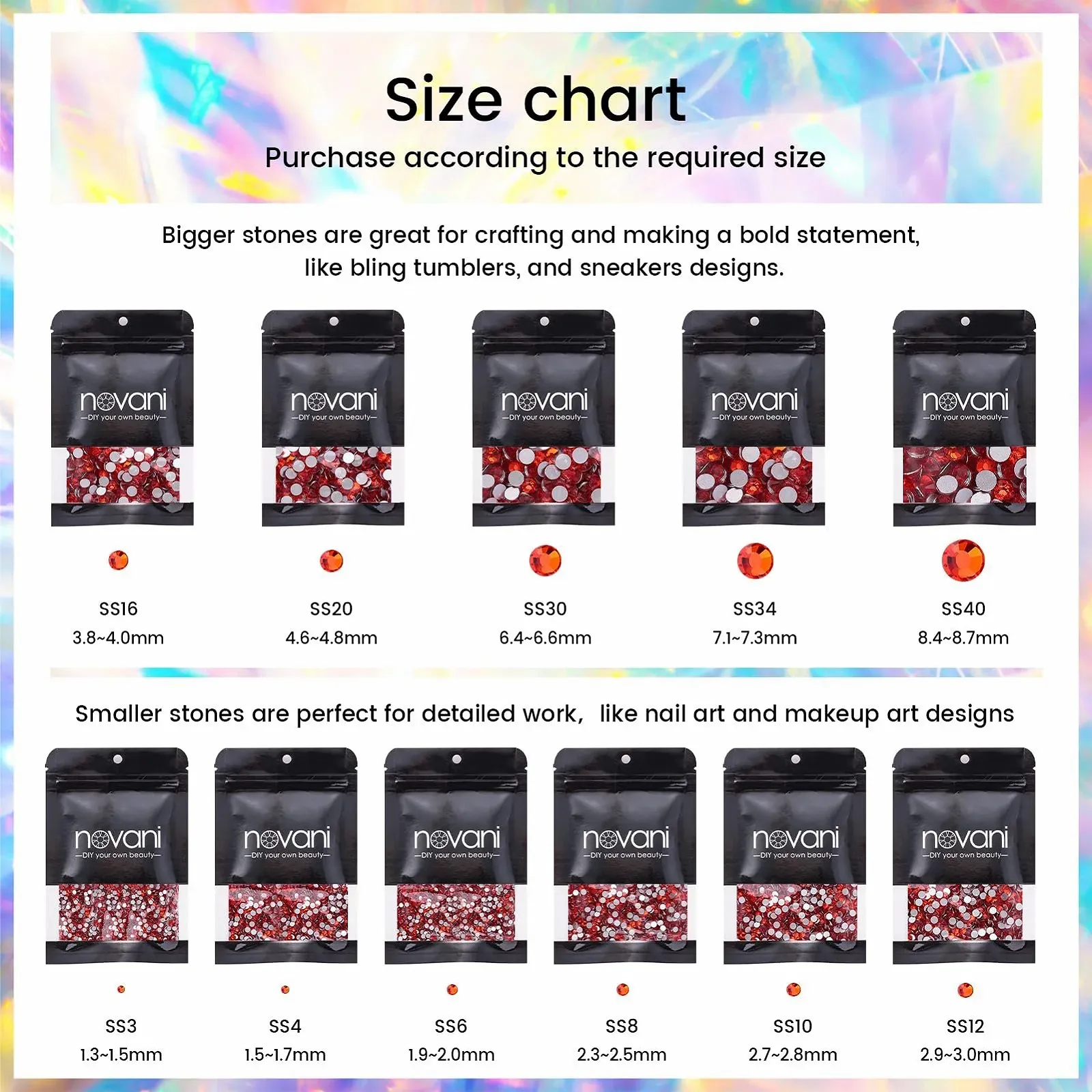 Стрази Novani Crystal Rhinestones Flatback, 1440 шт, скло, колір гіацинт, фото №5