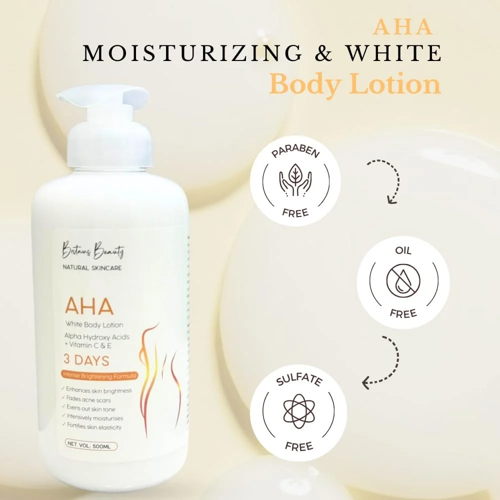 Лосьйон для тіла AHA White з альфа-гідроксикислотами, вітамінами C та E, інтенсивна формула для гладкої та зволоженої шкіри, 500 мл, фото №4
