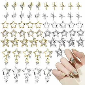 Украшения для ногтей Звезды Серебро Золото, 60 шт - Фото 1