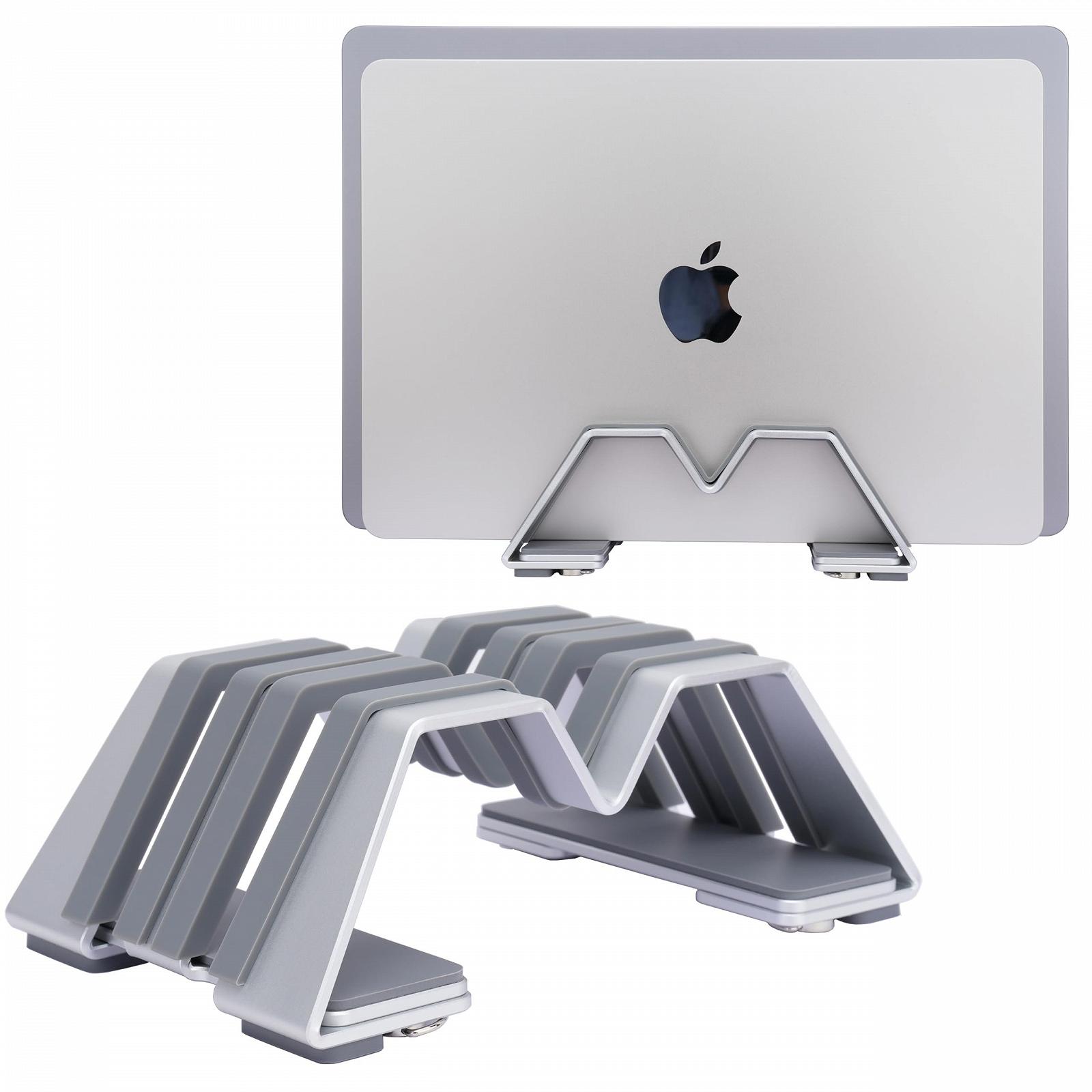 Подставка для ноутбука вертикальная двойная, алюминиевая, регулируемая - Поддерживает 2 устройства, универсальная для всех ноутбуков, фото №3