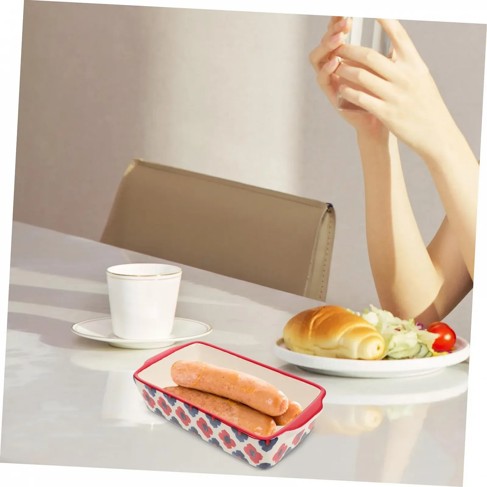 Форма для запекания Toyvian квадратная керамическая с двойными ручками, фото №8 Форма для запекания Toyvian квадратная керамическая с двойными ручками, фото №8