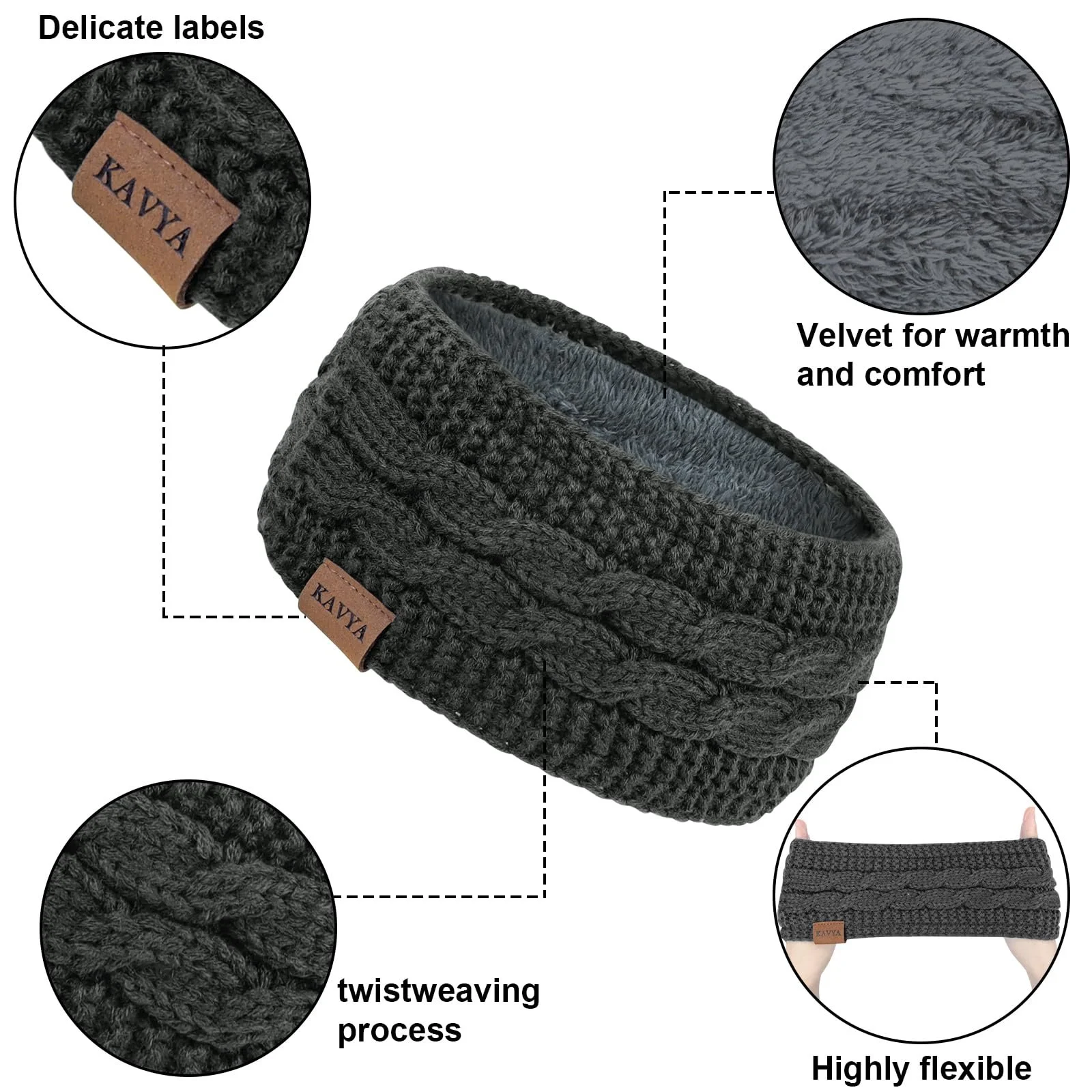 В'язана Пов'язка Kavya для Зігрівання Вух Жіноча Зимова, фото №6