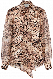 Жіноча леопардова блуза GUESS JEANS / Коричнева / Розмір S - Фото 1