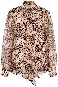 Женская леопардовая блуза GUESS JEANS / Коричневая / Размер S - Фото 1
