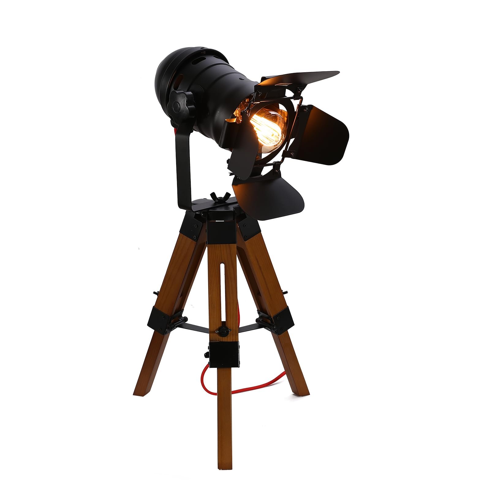 Настільна лампа Industrial Metal Wood Tripod 65 x 32 см Чорний, фото №1