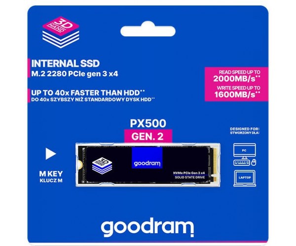 Накопичувач SSD 1TB GoodRAM PX500 M.2 2280 PCIe Gen 3x4 NVMe 3D NAND Retail, фото №5