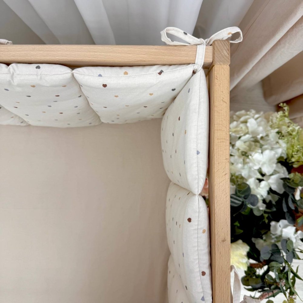 Комплект постільної білизни для новонародженого Сердечка різнокольорові на бежевому, фото №6 Комплект постільної білизни для новонародженого Сердечка різнокольорові на бежевому, фото №6