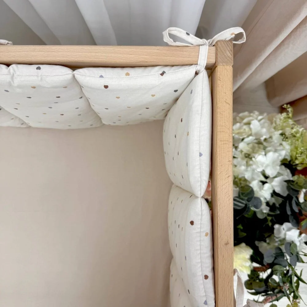 Комплект постельного белья для новорожденного Сердечка разноцветный на бежевом, фото №6