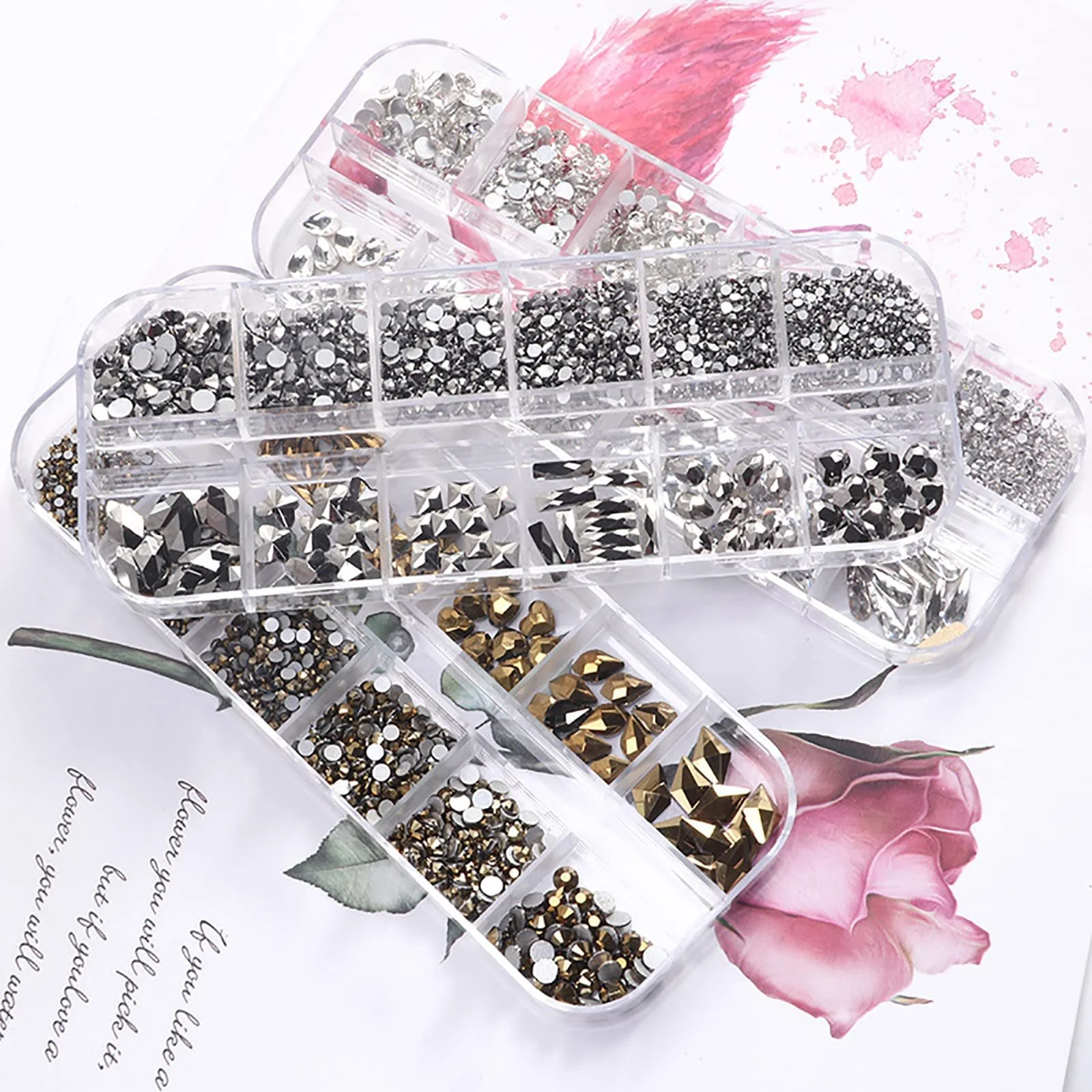 Стрази Скло для нігтів DIY Блискітки 12 отворів, фото №4