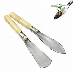 Садовый мастерок, набор садовых инструментов, 32 см, заостренный и плоский мастерок с деревянной ручкой, ручная лопата для переворачивания и посадки, 2 шт. - Фото 1
