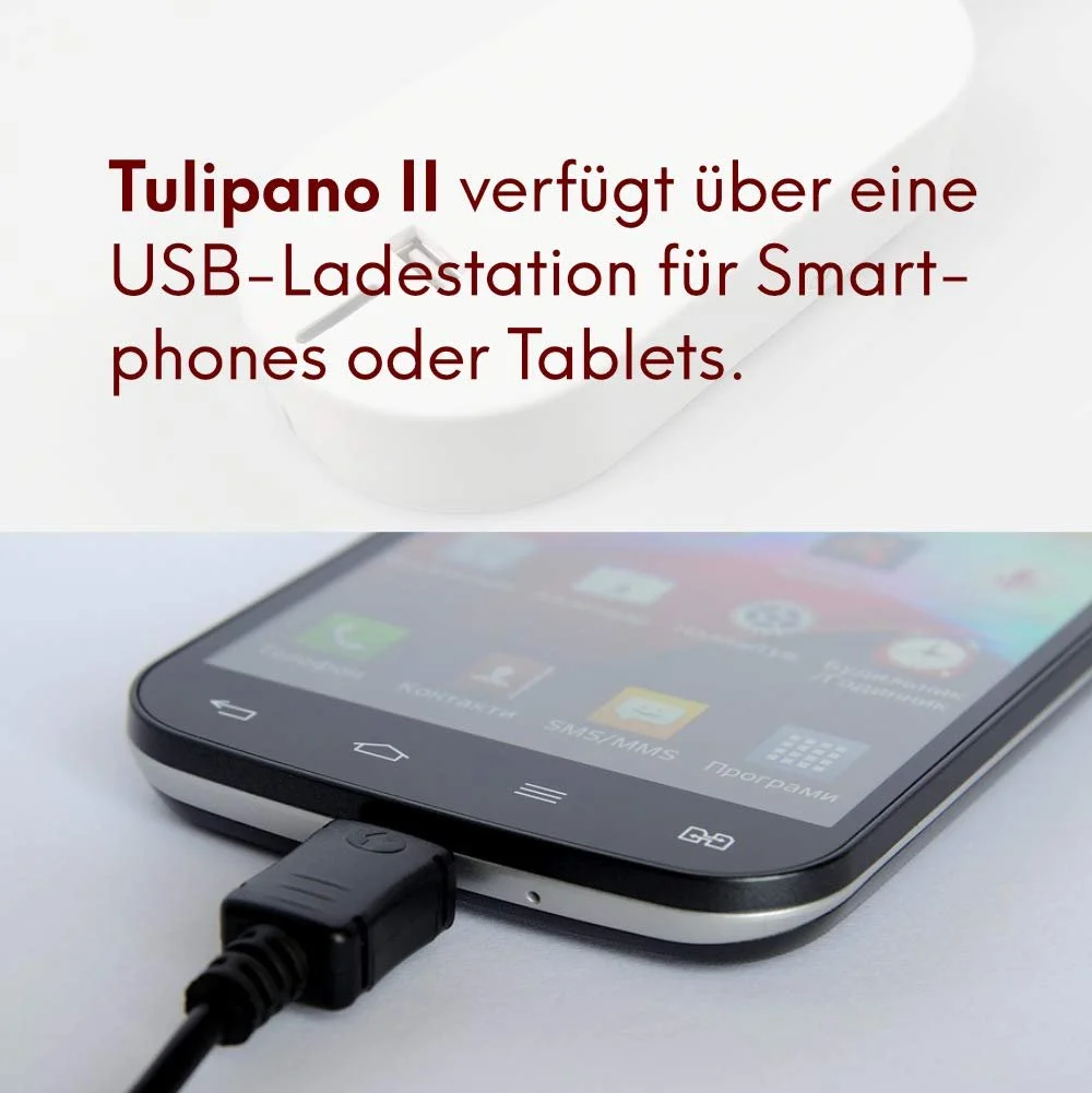 Настільна лампа kalb Material für Möbel Tulipano II Bed Light 4.5 W LED Reading Light USB Charging Station Біла, фото №7