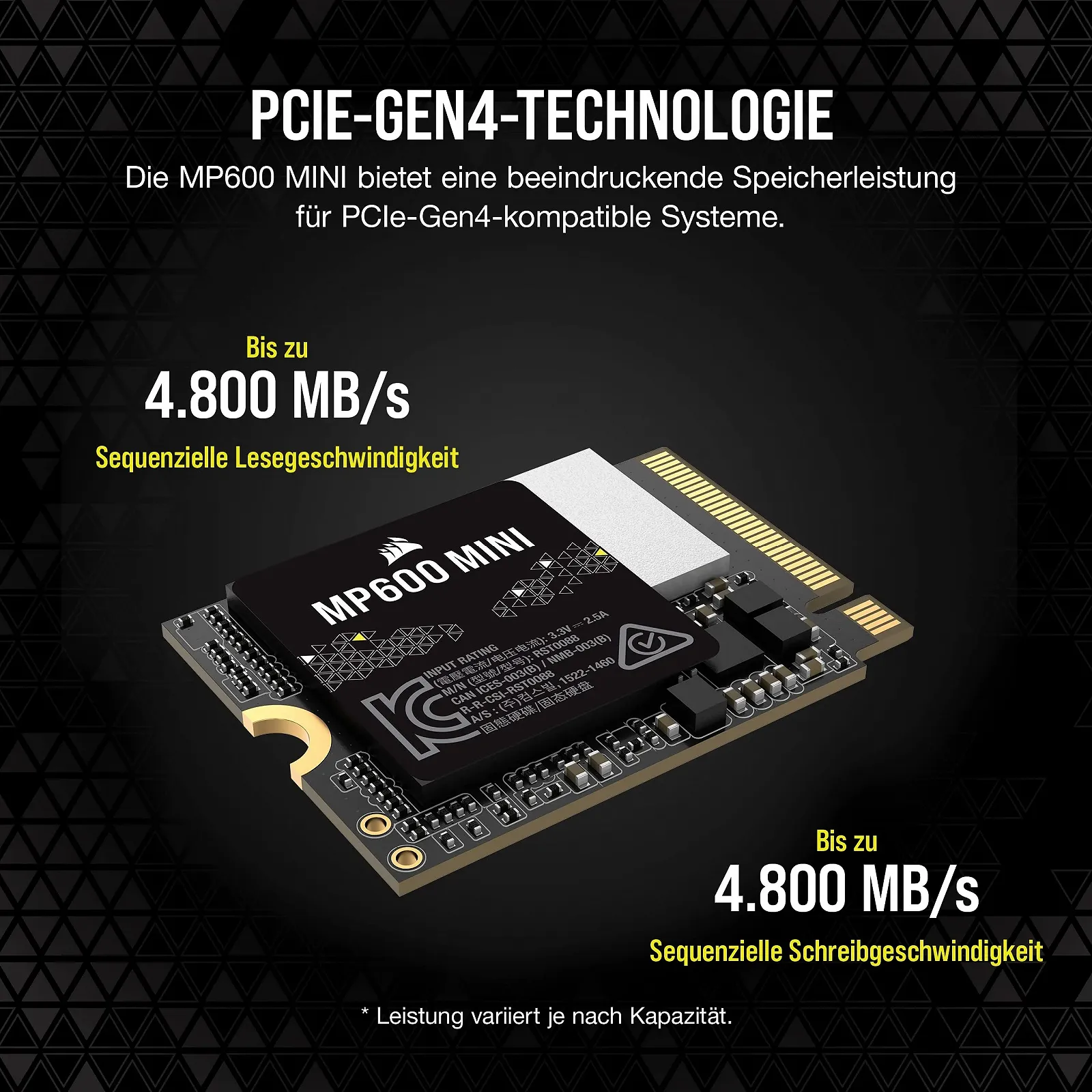 SSD-накопичувач Corsair MP600 MINI 1TB M.2 2230 NVMe PCIe x4 Gen4 Black, фото №3