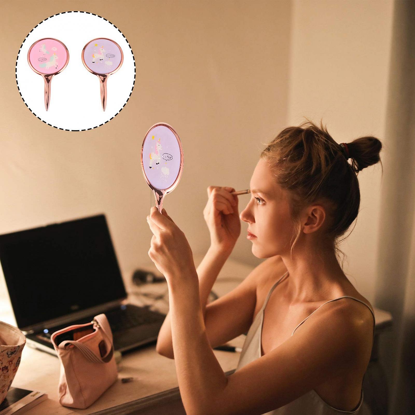 Angoily 4 Штуки круглый Зеркало с ручкой дорожный косметический портативный ручной зеркало зеркало с ручкой ручной дорожный косметический зеркало портативный зеркало маленький зеркало макияж зеркало стекло, фото №6