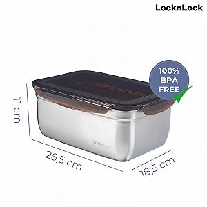 Ємність LocknLock 3.6 л 26.5 x 18.5 x 11 см з нержавіючої сталі synthetic.ua - Фото 1