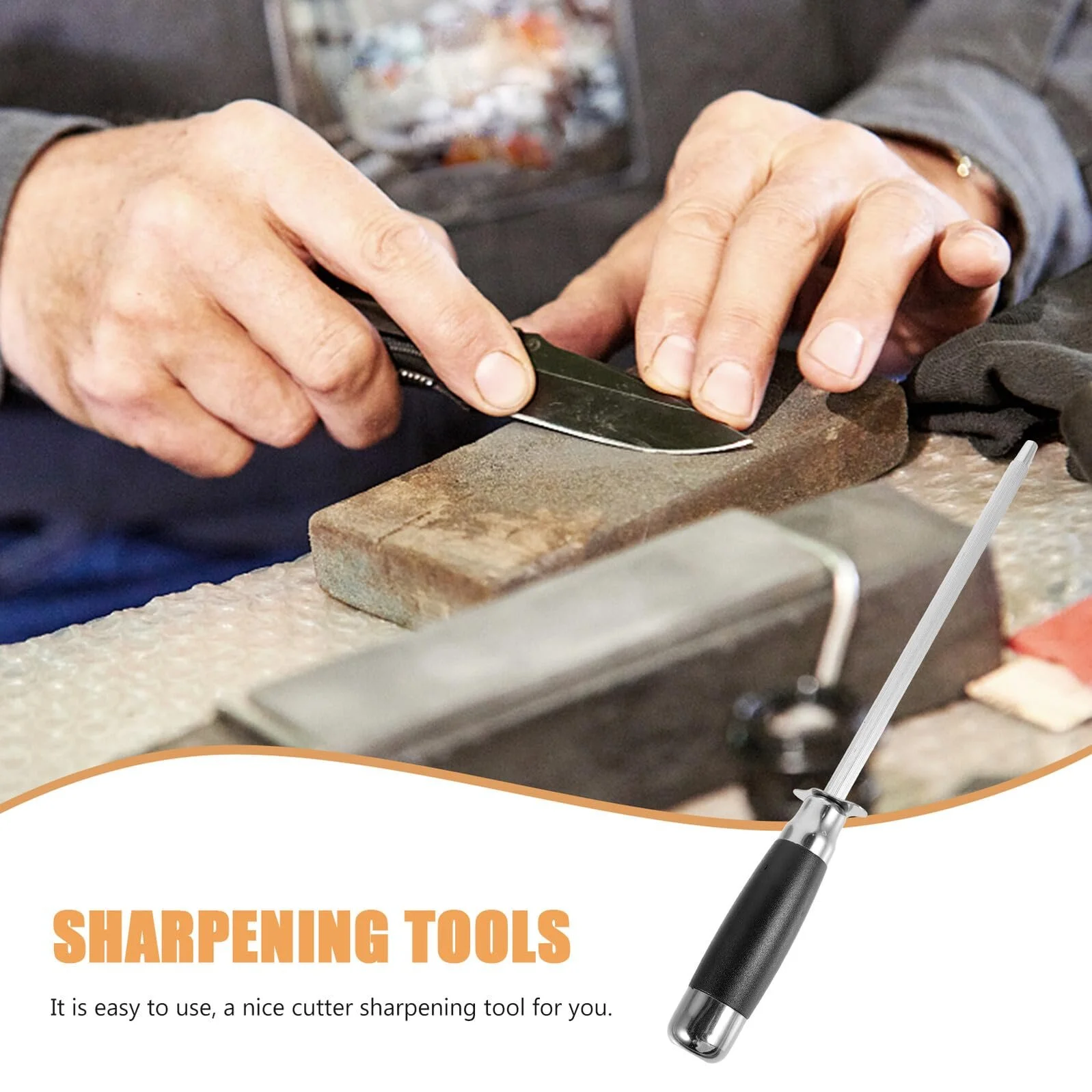 Мусат Veemoon из нержавеющей стали мелкозернистый эргономичный 33 см, фото №5