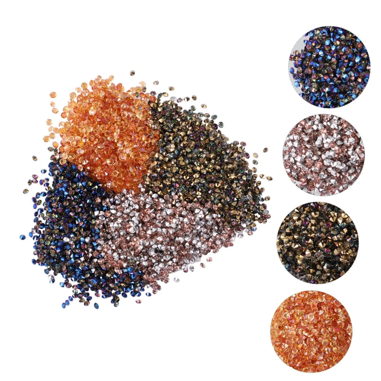 Стрази Housoutil 12 упаковок 5760 шт. Крихітні скляні кришталеві намистини для кришталевий пісок з загостреною основою, фото №3