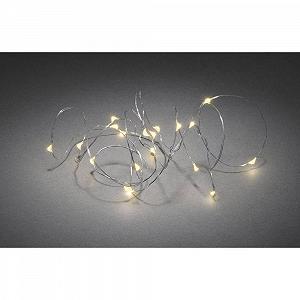 Гирлянда Konstsmide Micro LED Pin Wire/Naked Wire для дома, питание от батареек 3xAA 1.5В (не в комплекте), таймер на 6 часов (опционально), 20 янтарных белых диодов, серебряная проволока - Фото 1