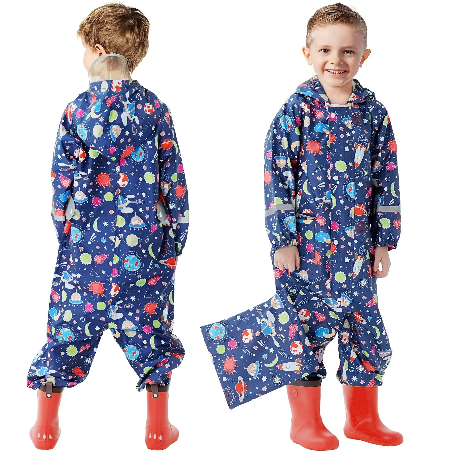 Дитячий дощовик FILOWA, дихаючий брудозахисний водонепроникний дощовий костюм з капюшоном, фото №1