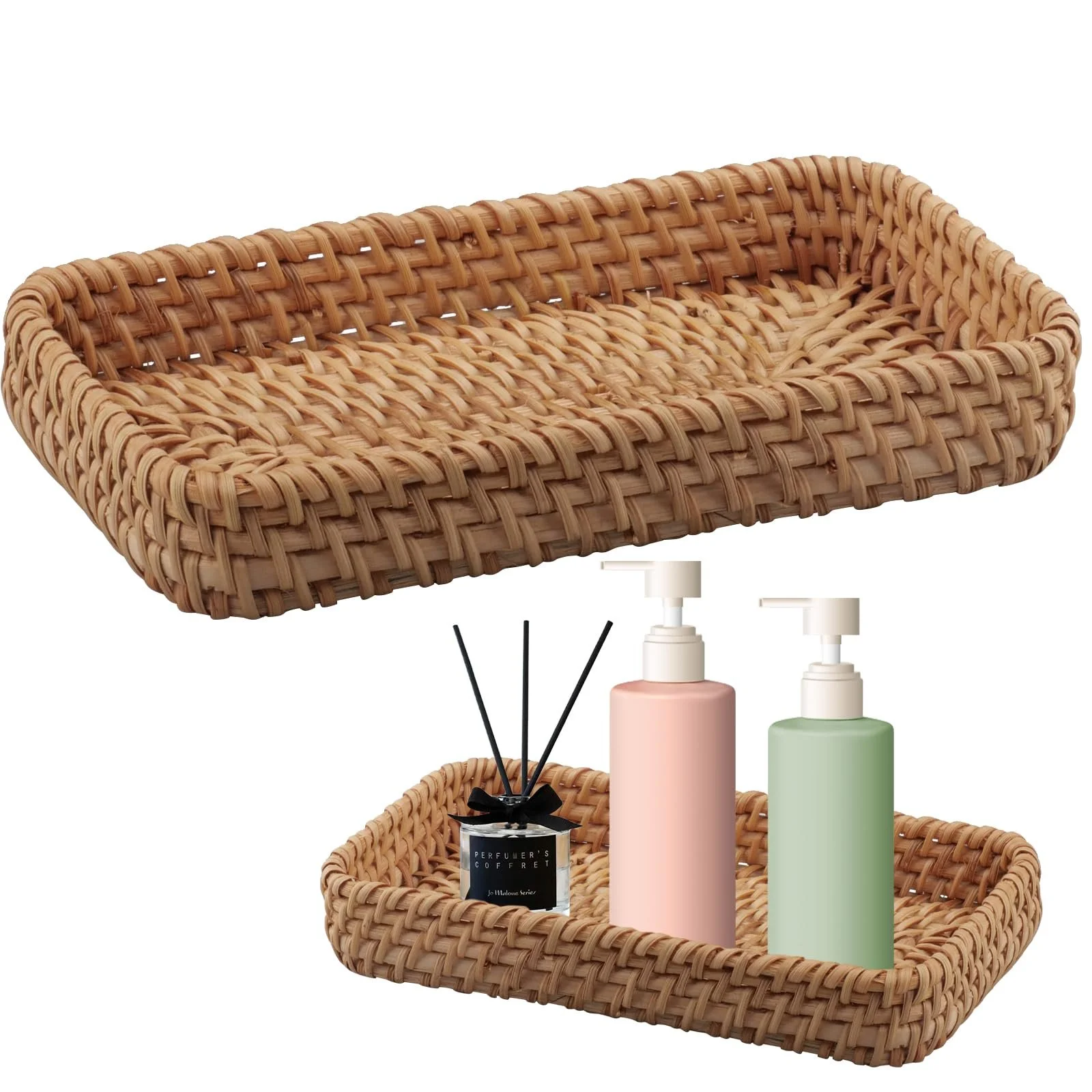 Кошик для зберігання Прямокутний Декоративний плетений лоток для декорування ванної кімнати, фото №1