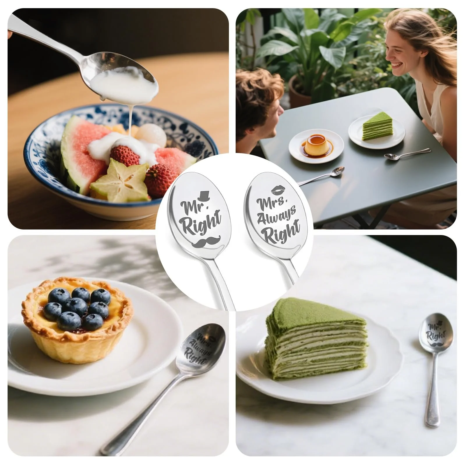 Ложка Кавова з гравіюванням Mr Right & Mrs. Always Right, набір 2 шт., фото №6