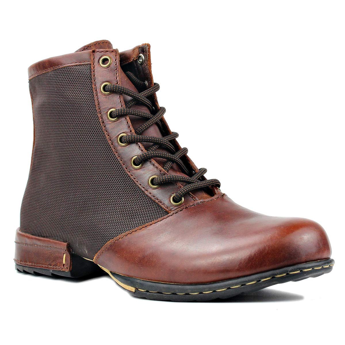 Мужские Ботинки OSSTONE Мото Мода Шнуровка Кожа Chukka Повседневная обувь OS-5008-2 Красно-Коричневый, фото №1
