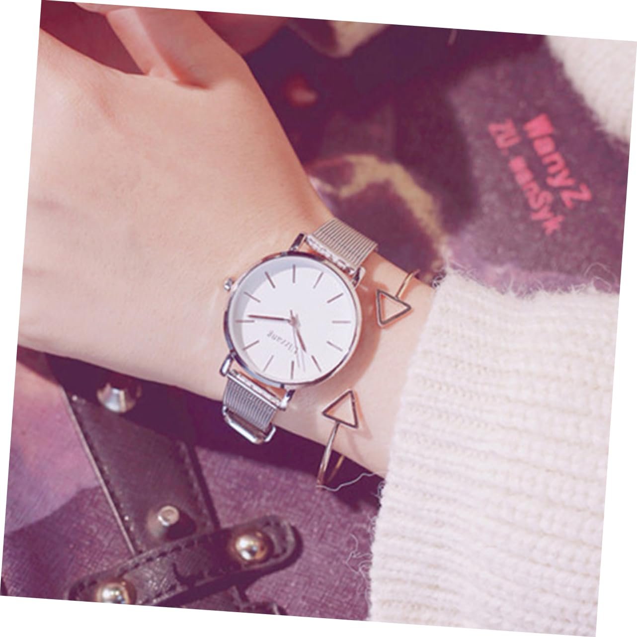 Годинник LIFKOME 1st жіночий срібний браслет, білий, фото №3