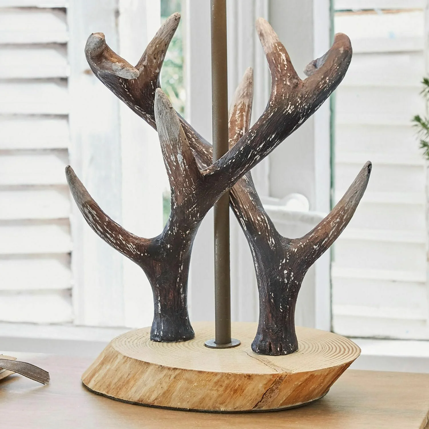 Настільна лампа LOBERON Lodge Сосна Залізо Полірезин 42/28 см сіра/коричнева, фото №6